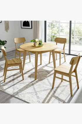 Esszimmer-Set massiver Eichentisch rund 90 cm mit